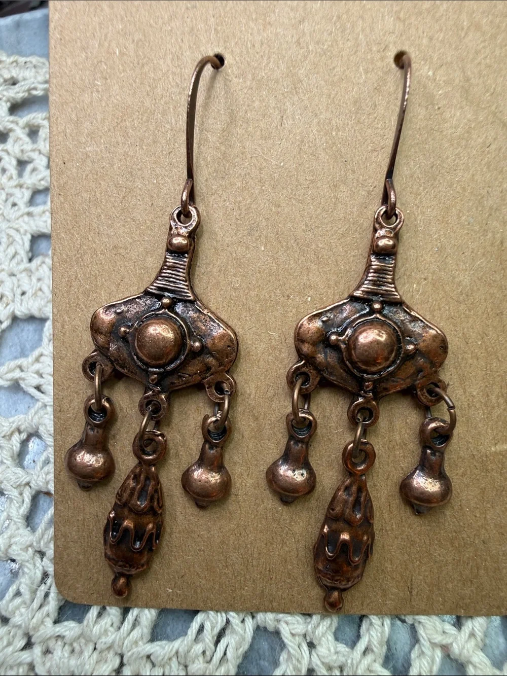 Antique-Style Copper Dangle Chandelier Earrings - Women Jewelry